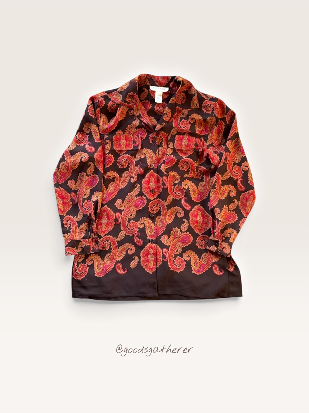 Jones New York Paisley Blouse Women’s 8 Brown Rust Boho
